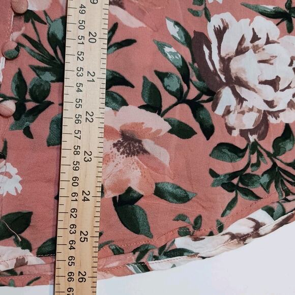 Torrid Harper Blouse Womens 14-16 Coral Floral 3/4 Sleeve Button Up Rayon EUC - Picture 10 of 10